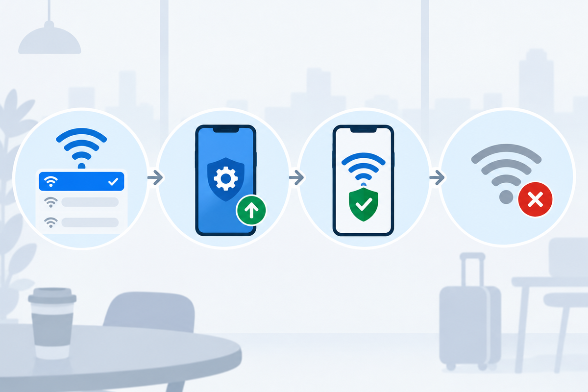Safe sequence for joining, using, and forgetting a public Wi-Fi network