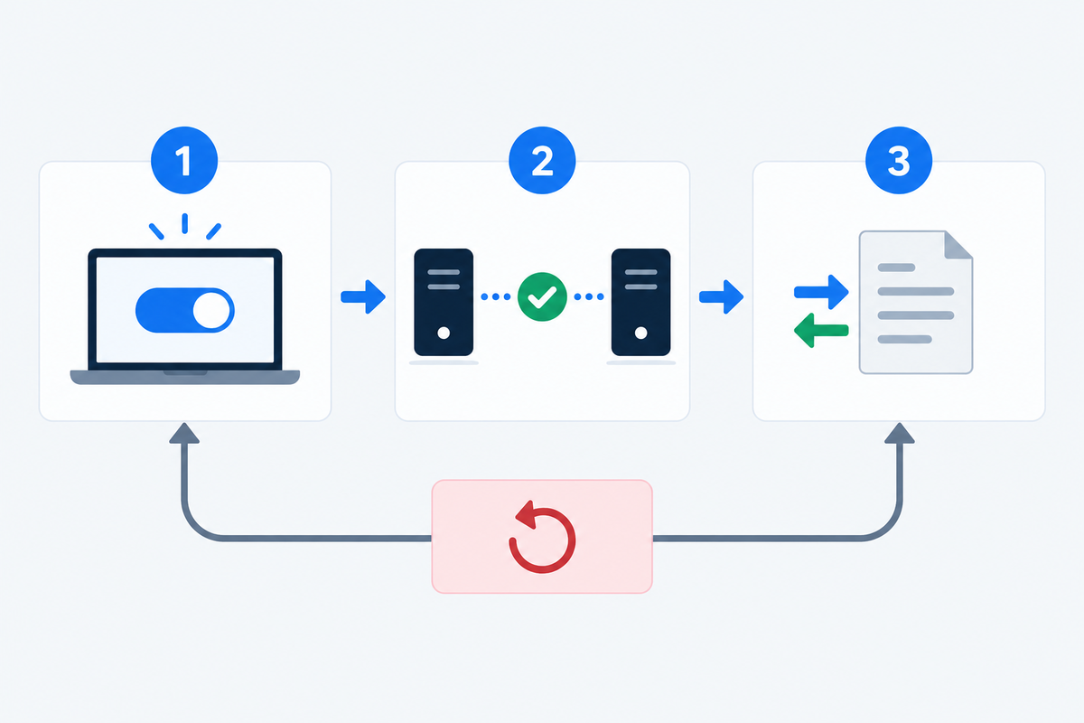 WireGuard configuration validation sequence with a rollback path