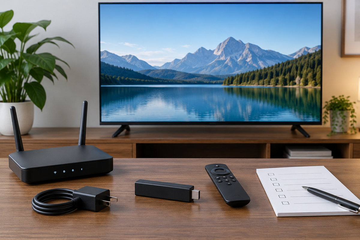 Streaming device, router, and television arranged for connection troubleshooting