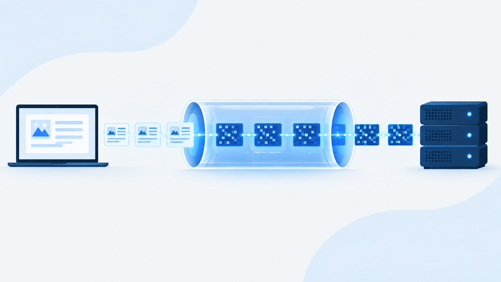 Readable data transformed into encrypted data while traveling across a network