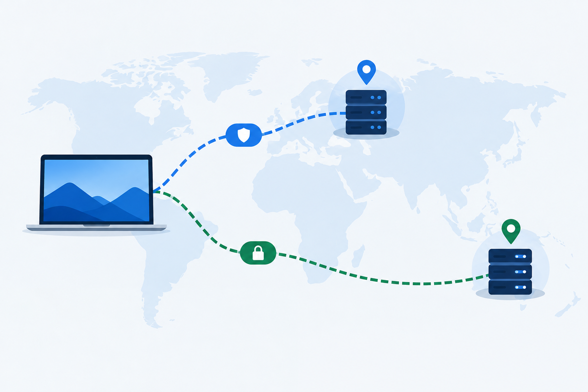 Server distance and protocol shown as connection context factors