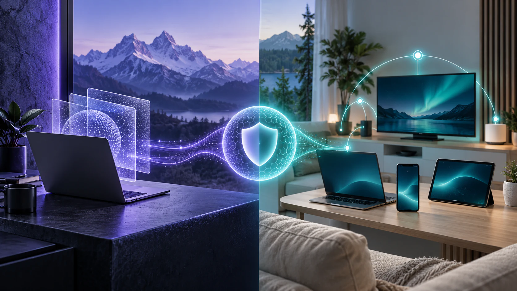 Proton VPN and Surfshark comparison between a privacy-focused workspace and a protected multi-device home