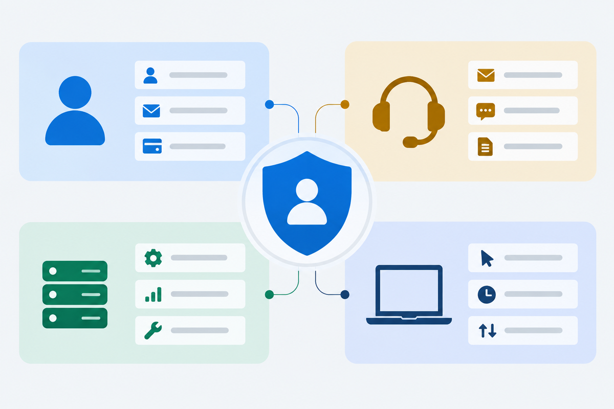 Separate account, support, operational, and activity data categories