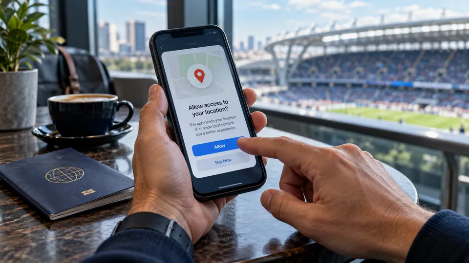 Checking account location requirements before using a sports service