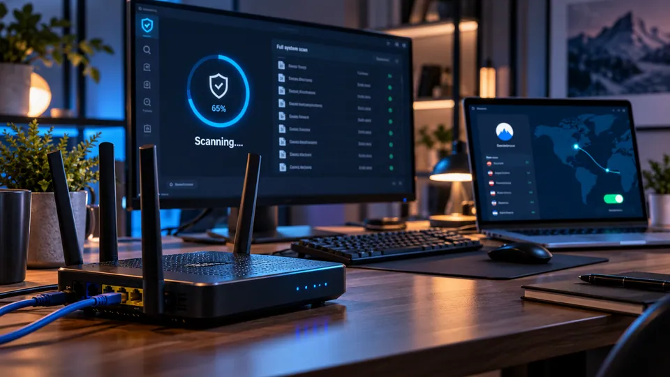 Network router and device security at a workstation
