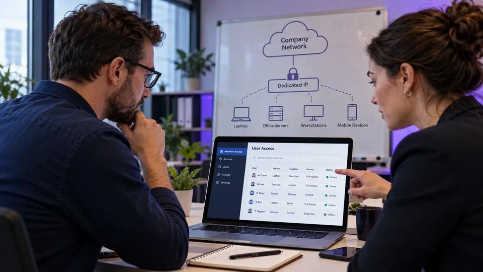 Small team reviewing network access