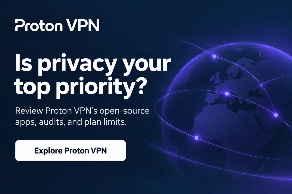 Proton VPN partner offer: privacy-focused VPN protection.