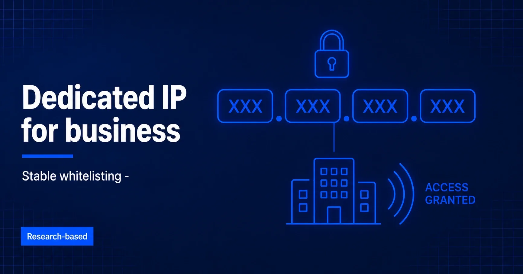 Best VPN with dedicated IP for business shown as a shield with a fixed address